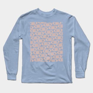 Minimalistic Saturnal Glitch Pattern, aka Invasion of Flatland Peach on Royal Blue Long Sleeve T-Shirt